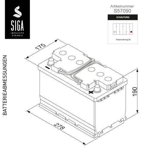 SIGA AGM Dynamik Autobatterie 70Ah 12V, 131,90 €